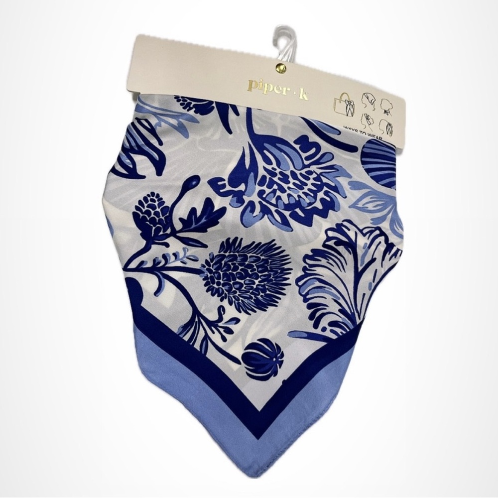 Piper k blue and white  bandanna for hair